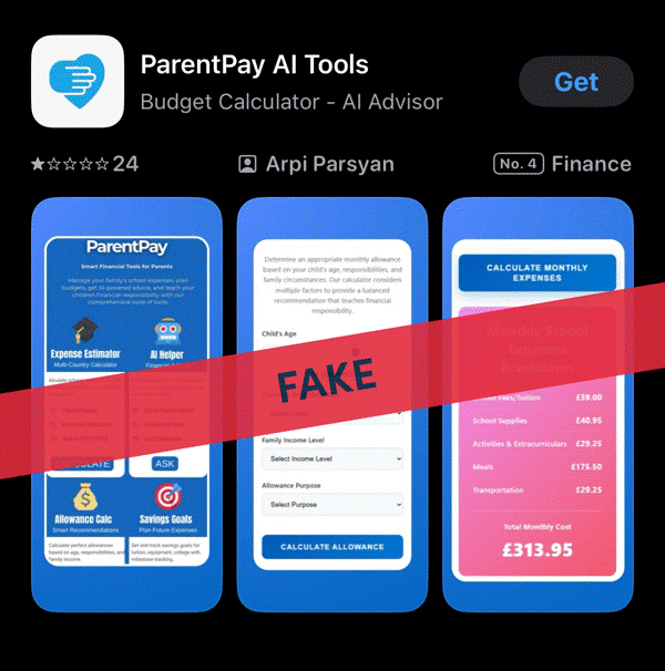 Parent Pay Fake App Warning!