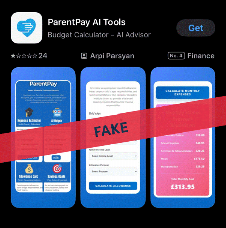 Parent Pay Fake App Warning!